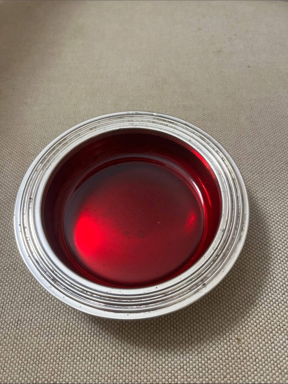 Silver Rim Red Glass trinket bowl